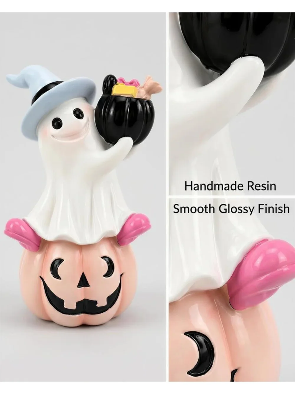 Multicolor Halloween Ghost Or Pumpkin Figurine Witch Hat Cute Resin Spooky Décor
